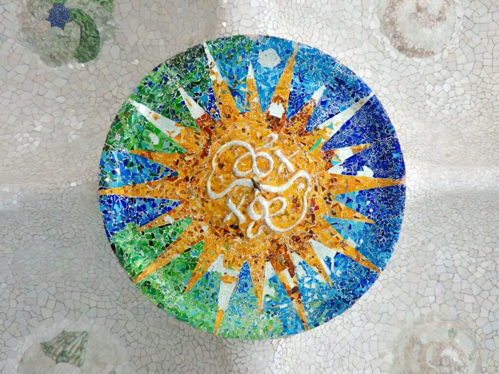 a colorful plate with a decorative design on it